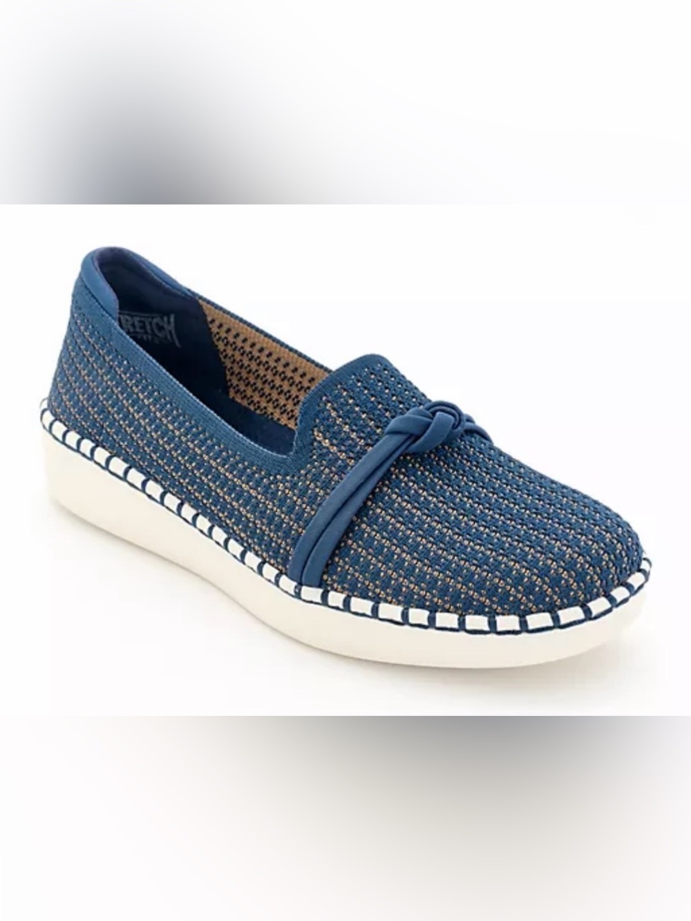 Skechers Navy Blue Knit Slip-On Loafers with White Sole